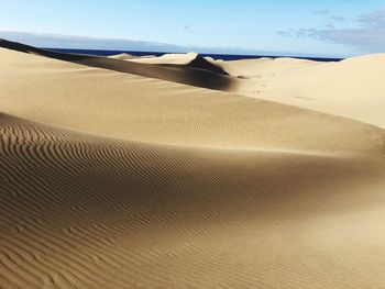 Sand dunes in desert against sky