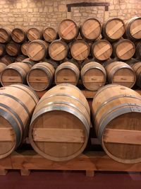 Full frame shot of wine casks