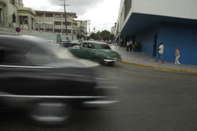 People walking on city street