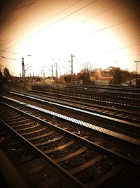 Railroad tracks on railroad station platform