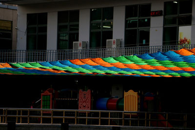 Multi colored buildings in city