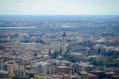High angle view of cityscape against sky