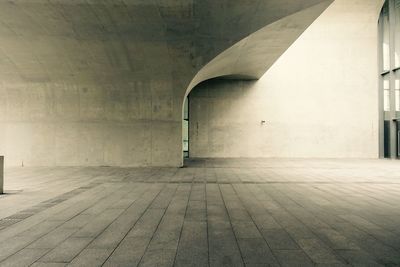 Underneath view of bridge over walkway