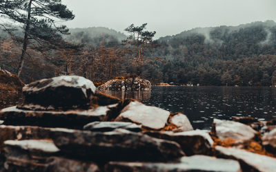 Scenic view of lake against sky