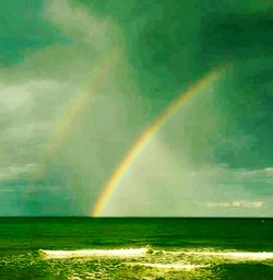 Scenic view of rainbow against sky