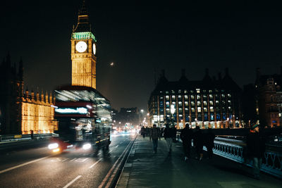 Illuminated city at night