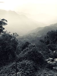 Scenic view of mountains against sky during winter