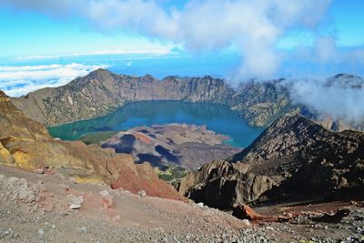 Panoramic view of majestic mountains against sky