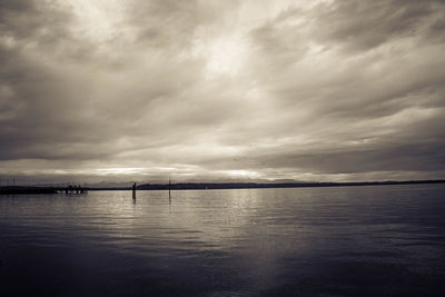 Scenic view of sea against cloudy sky