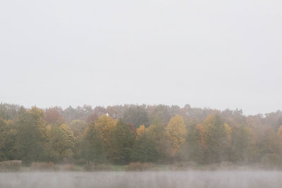 Trees on landscape against sky during autumn