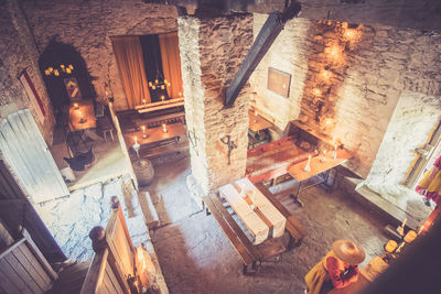 High angle view of built structure