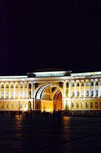 Illuminated building at night