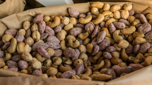 High angle view of coffee beans