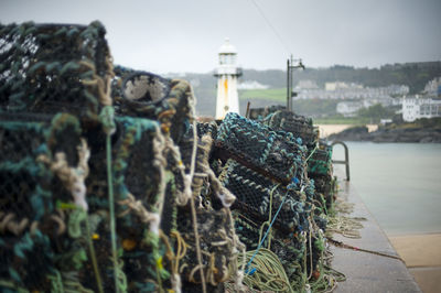 Old fishing nets at harbor