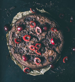 High angle view of berries on table