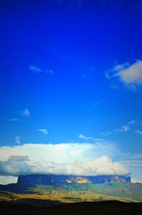 Scenic view of landscape against blue sky