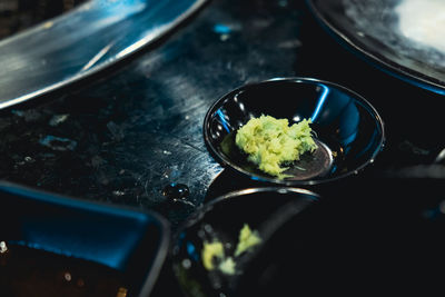 High angle view of food on table