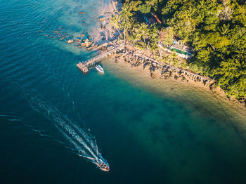 High angle view of boat in sea