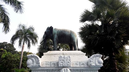 Low angle view of statue against clear sky