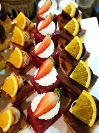 High angle view of fruits in plate