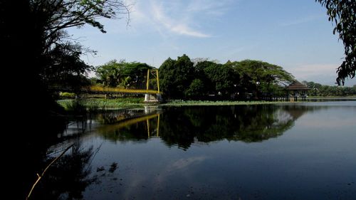 Scenic view of lake against sky