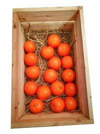 High angle view of tomatoes in crate