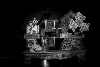 Close-up of column against black background