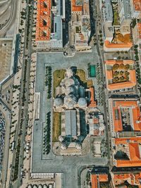 High angle view of buildings in city