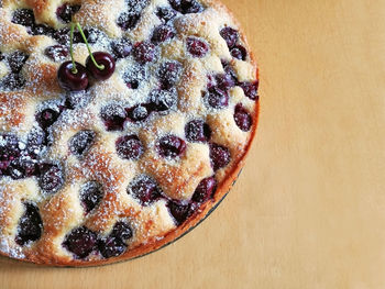 High angle view of cake on table