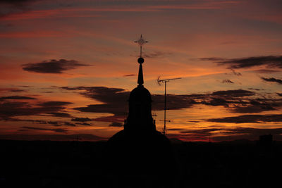 Silhouette statue against sky during sunset