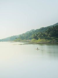 Scenic view of lake against clear sky