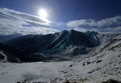 Scenic view of snowcapped mountain against sky