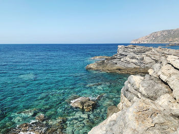 Scenic view of sea against clear sky