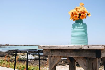 Scenic view of sea against clear sky