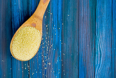 Directly above shot of yellow slices on table