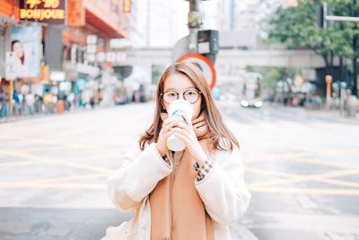 Close-up portrait of young woman