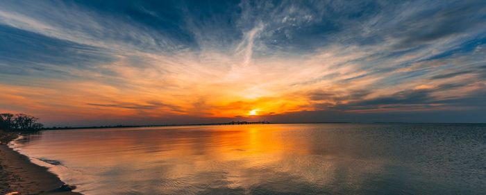 Scenic view of sea against sky during sunset