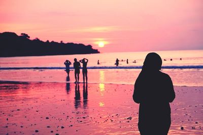 Scenic view of sea at sunset