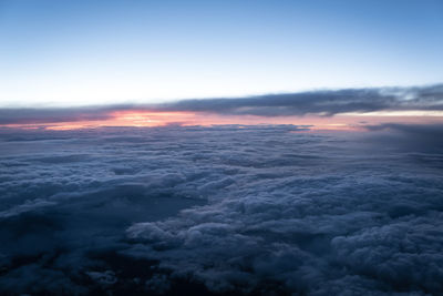 Aerial view of cloudscape against sky during sunset