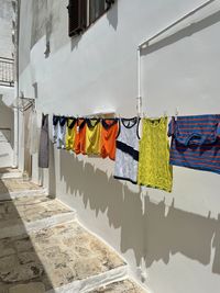 Clothes drying against buildings