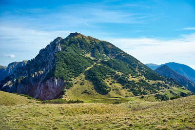 Summer panorama of mount gramolon. mont gramolon is part of the tre croci chain, in italy