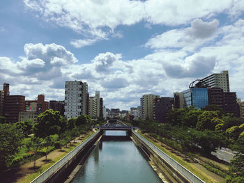 Canal amidst buildings against sky