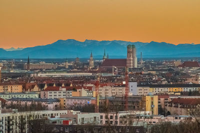 High angle view of buildings in city