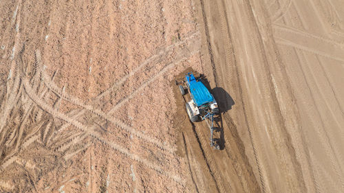 High angle view of man working on land