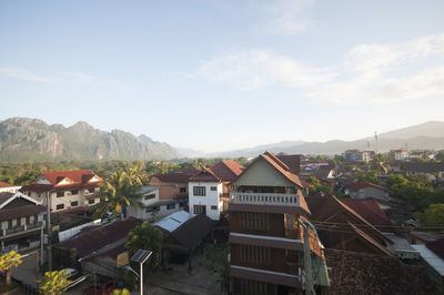 High angle view of townscape against sky
