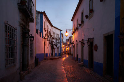 Narrow alley amidst buildings in city