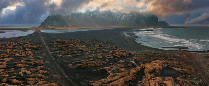 Wonderful picturesque scene near stokksnes cape in iceland.