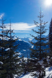 Scenic view of snow covered mountains against sky