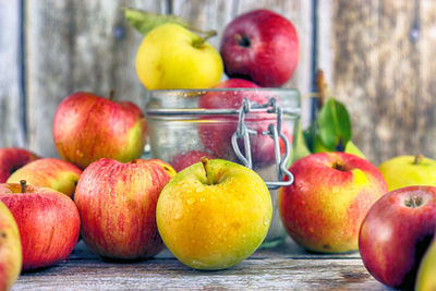 Close-up of apples on table