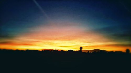 Silhouette landscape at sunset